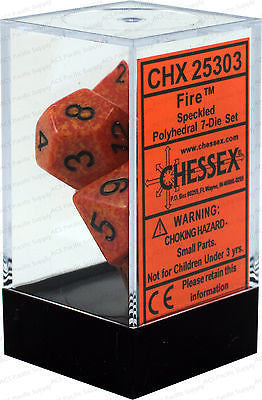 D7-Die Set Dice Speckled Polyhedral Fire