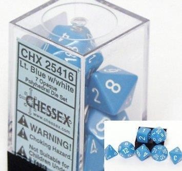 D7-Die Set Dice Opaque Polyhedral Light Blue/White