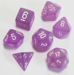D7-Die Set Dice Frosted Polyhedral Purple/White