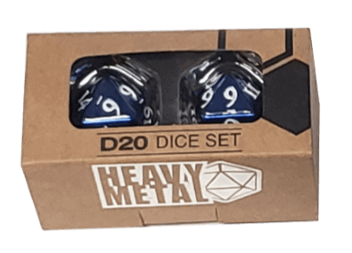Heavy Metal D20 2-Dice Set - Blue